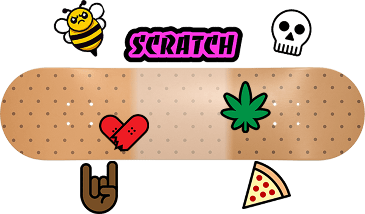 Scratch Skating Deck and Stickers